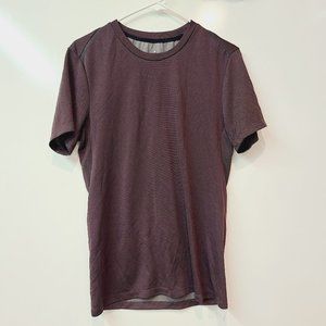 Apana Shirt Short Sleeve Mens Small Burgundy Silky Athletic Workout Top